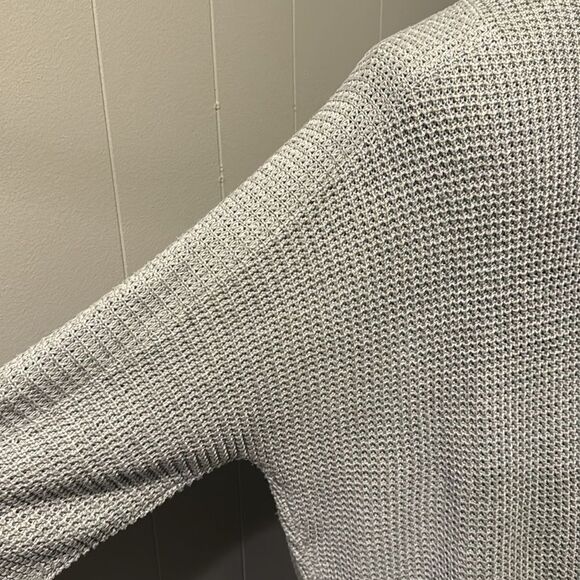 Max Studio light gray lightweight long knit open front dolman sleeve cardigan XS - Picture 6 of 7